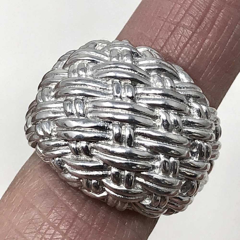 Basket Dome Ring Band Sz 7‎ Aluminum Arthur Court Signed Jewelry